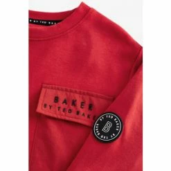 Baker By Ted Baker Red Pocket Long Sleeved T-Shirt -Baker by Ted Baker shop unnamed file 1460