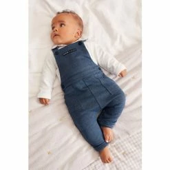 Baker By Ted Baker Navy Polo Bodysuit And Dungarees Set