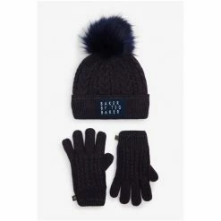 Baker By Ted Baker Sparkly Navy Pom Hat And Gloves Set -Baker by Ted Baker shop unnamed file 2402