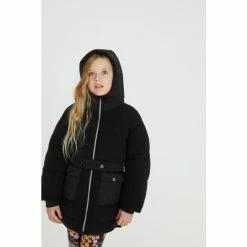 Baker By Ted Baker Black Borg Mixed Coat
