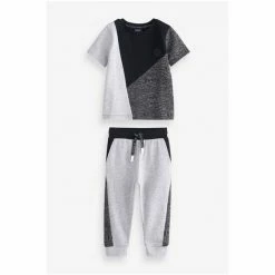 Baker By Ted Baker Grey Colourblock T-Shirt And Joggers Set -Baker by Ted Baker shop unnamed file 752