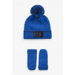 Baker By Ted Baker Pom Hat And Mittens Set Navy