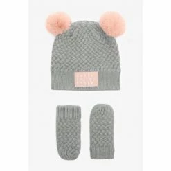 Baker By Ted Baker Pom Pom Hat Set Grey